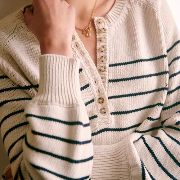 Sezane Sweaters - Sezane Léontine jumper Ecru/ Navy size Small